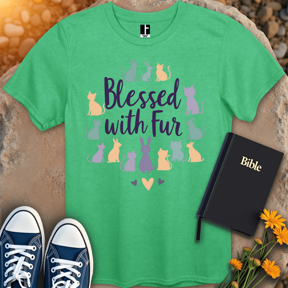 T-Shirt S / Heather Irish Green BlessedWithFur T-Shirt