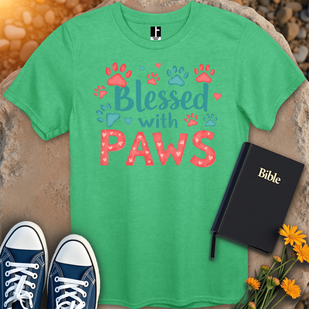 T-Shirt S / Heather Irish Green BlessedWithPaws T-Shirt