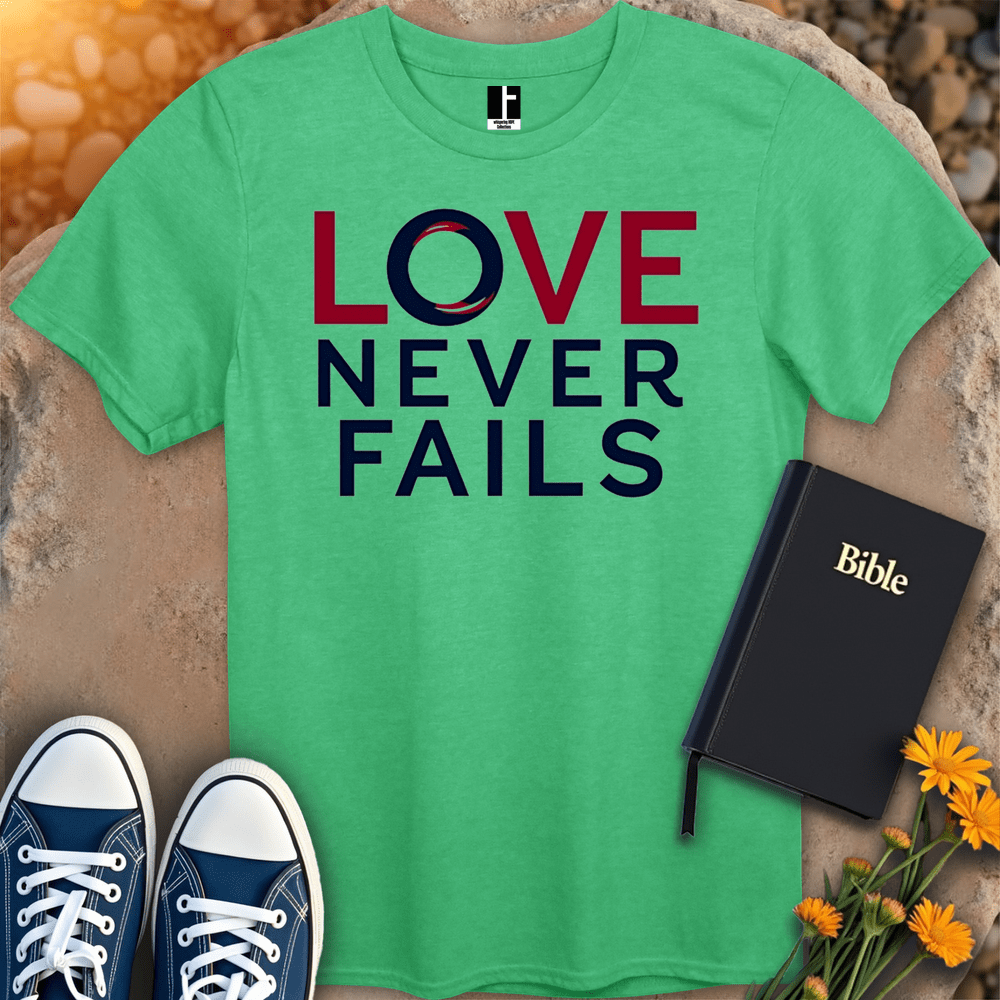 T-Shirt S / Heather Irish Green LoveNeverFails T-Shirt