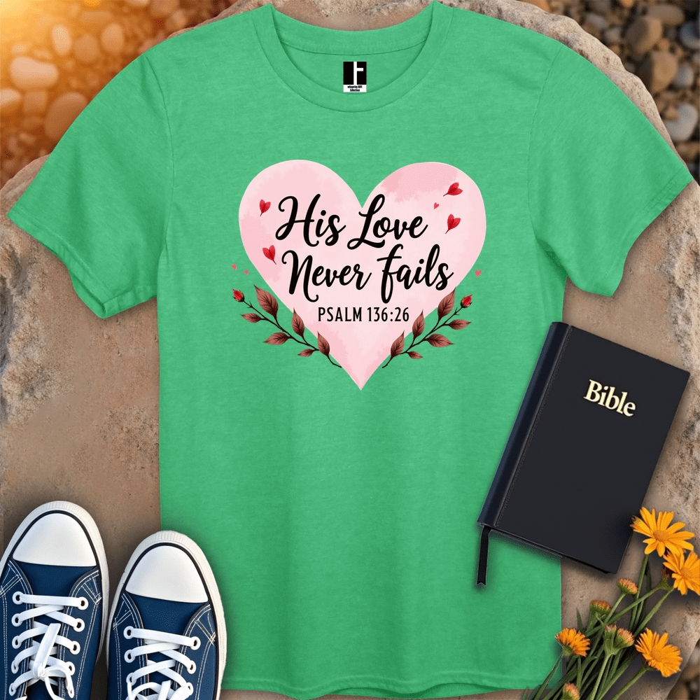 T-Shirt S / Heather Irish Green LoveNeverFailsT-Shirt