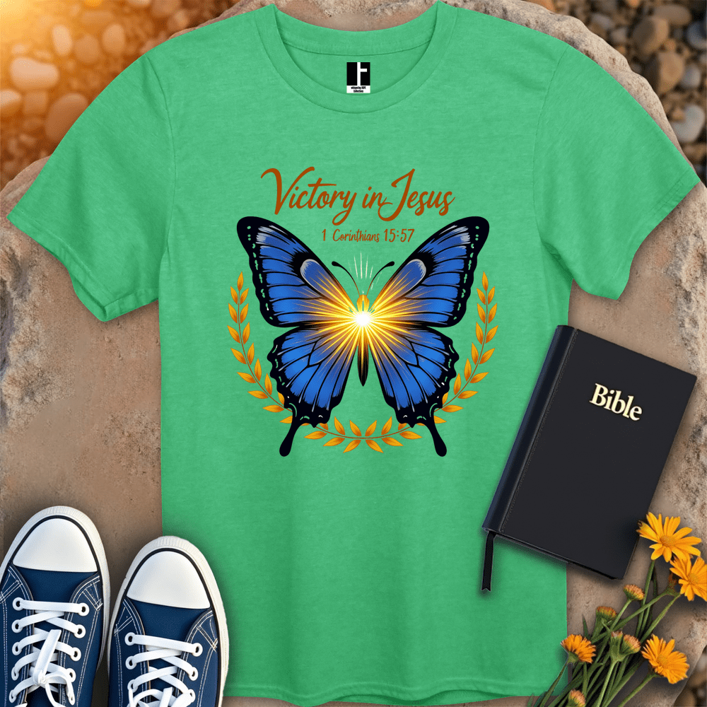 T-Shirt S / Heather Irish Green VictoryInJesus T-Shirt