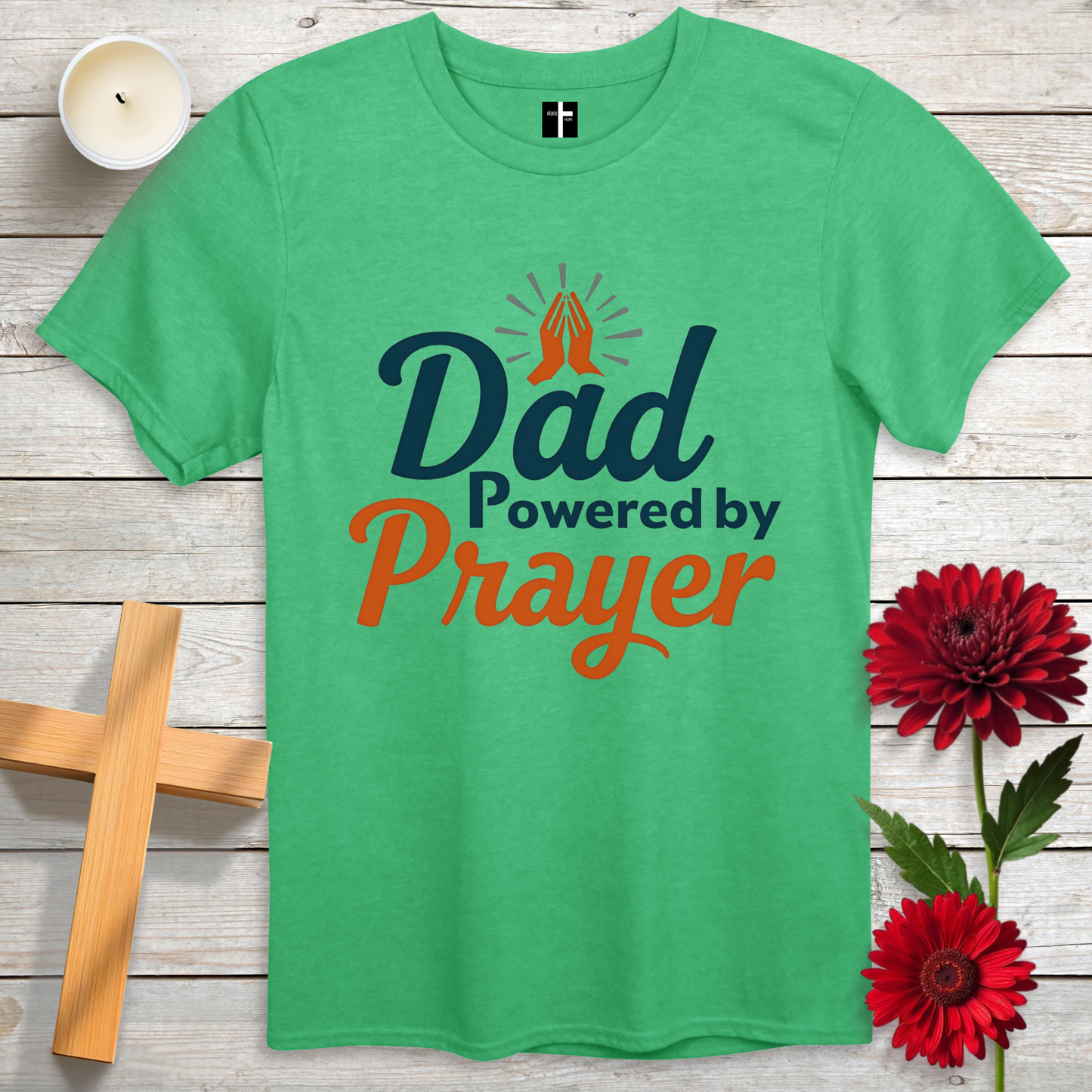 Dad Powered By Prayer Unisex Christian T-Shirt