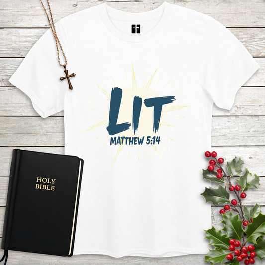 Lit Matthew 5:14 Unisex Christian T-Shirt