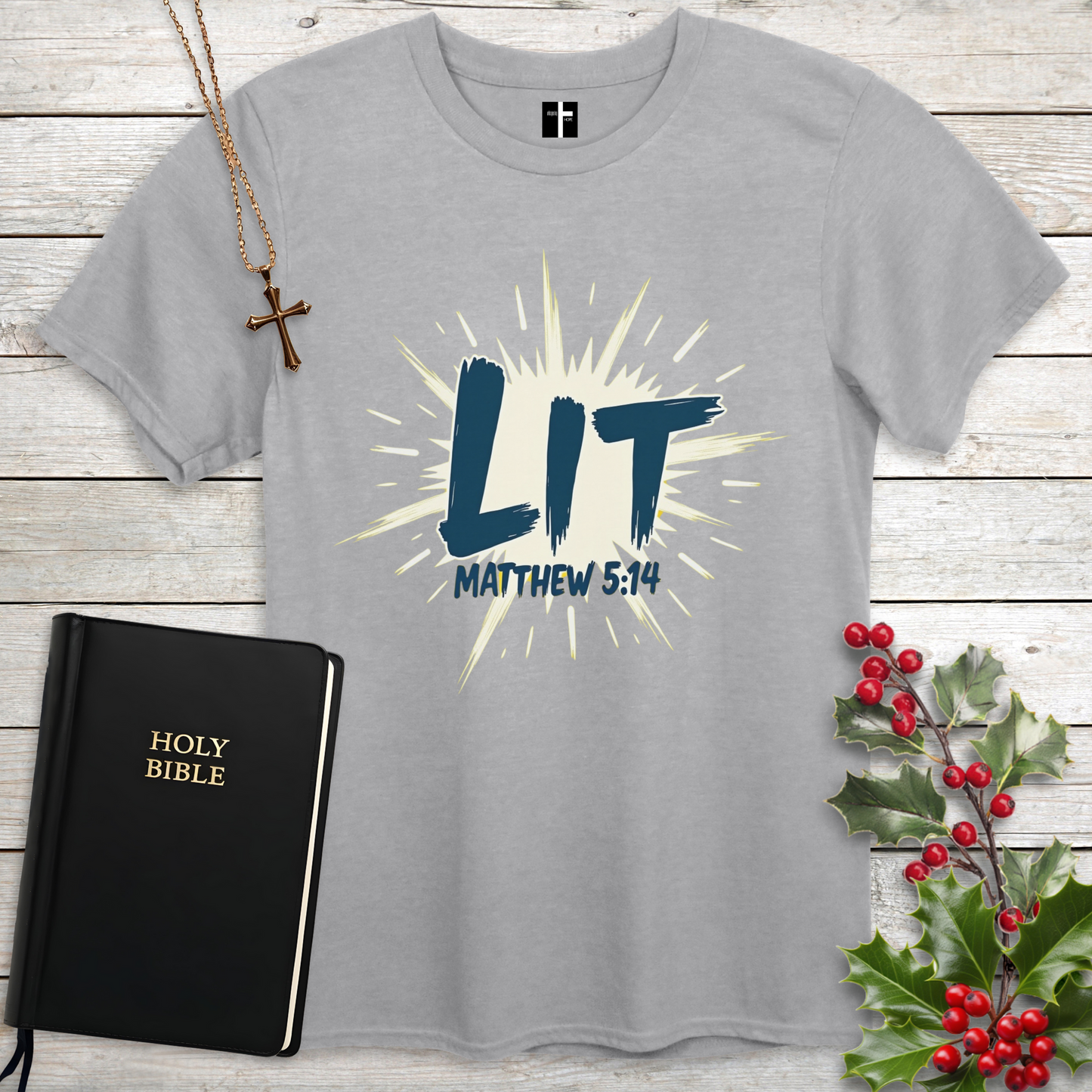 Lit Matthew 5:14 Unisex Christian T-Shirt