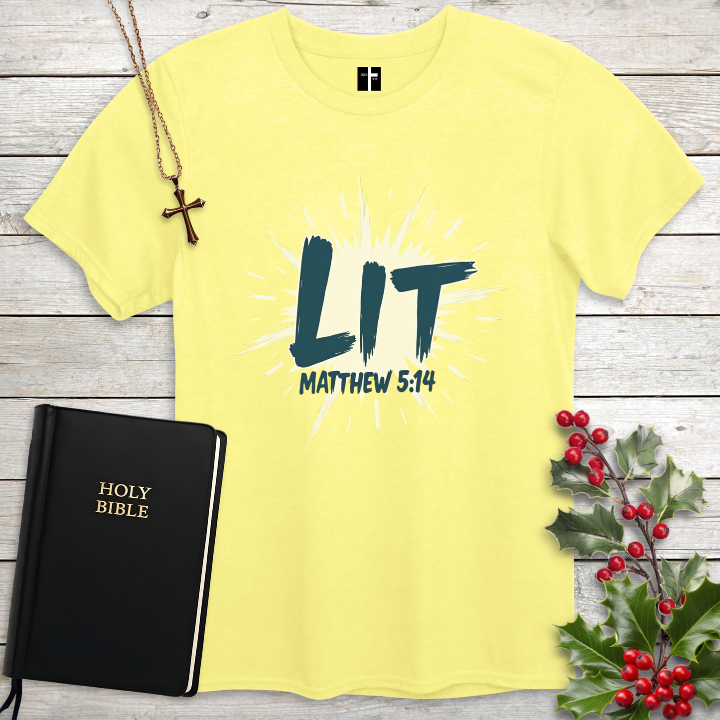 Lit Matthew 5:14 Unisex Christian T-Shirt