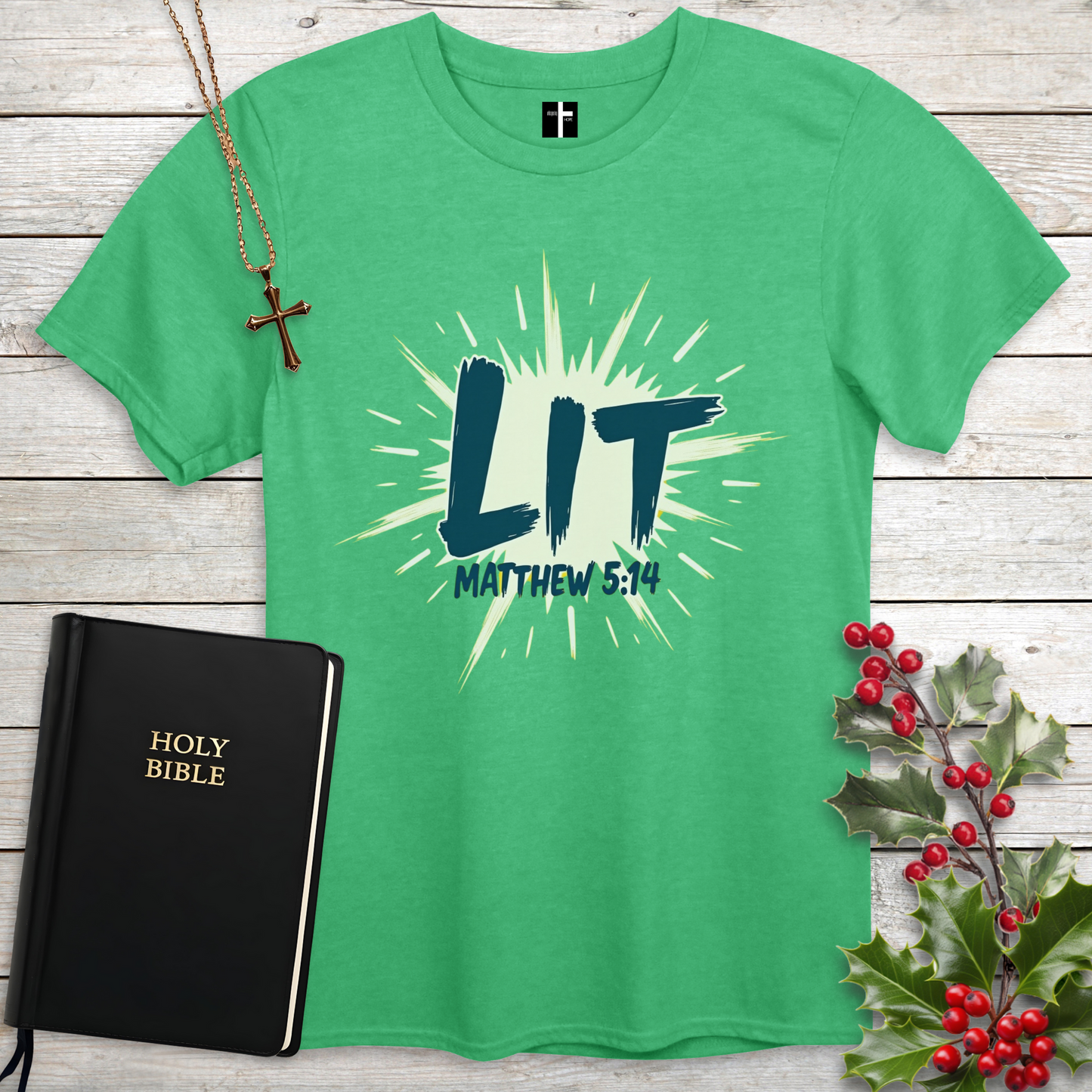 Lit Matthew 5:14 Unisex Christian T-Shirt