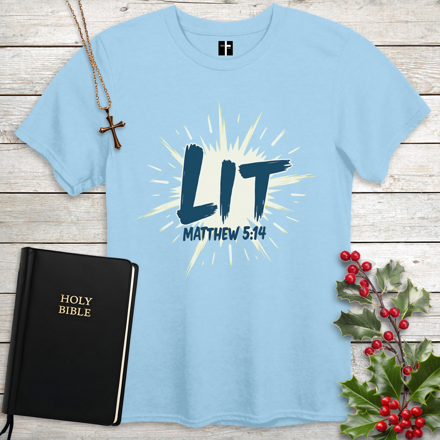 Lit Matthew 5:14 Unisex Christian T-Shirt