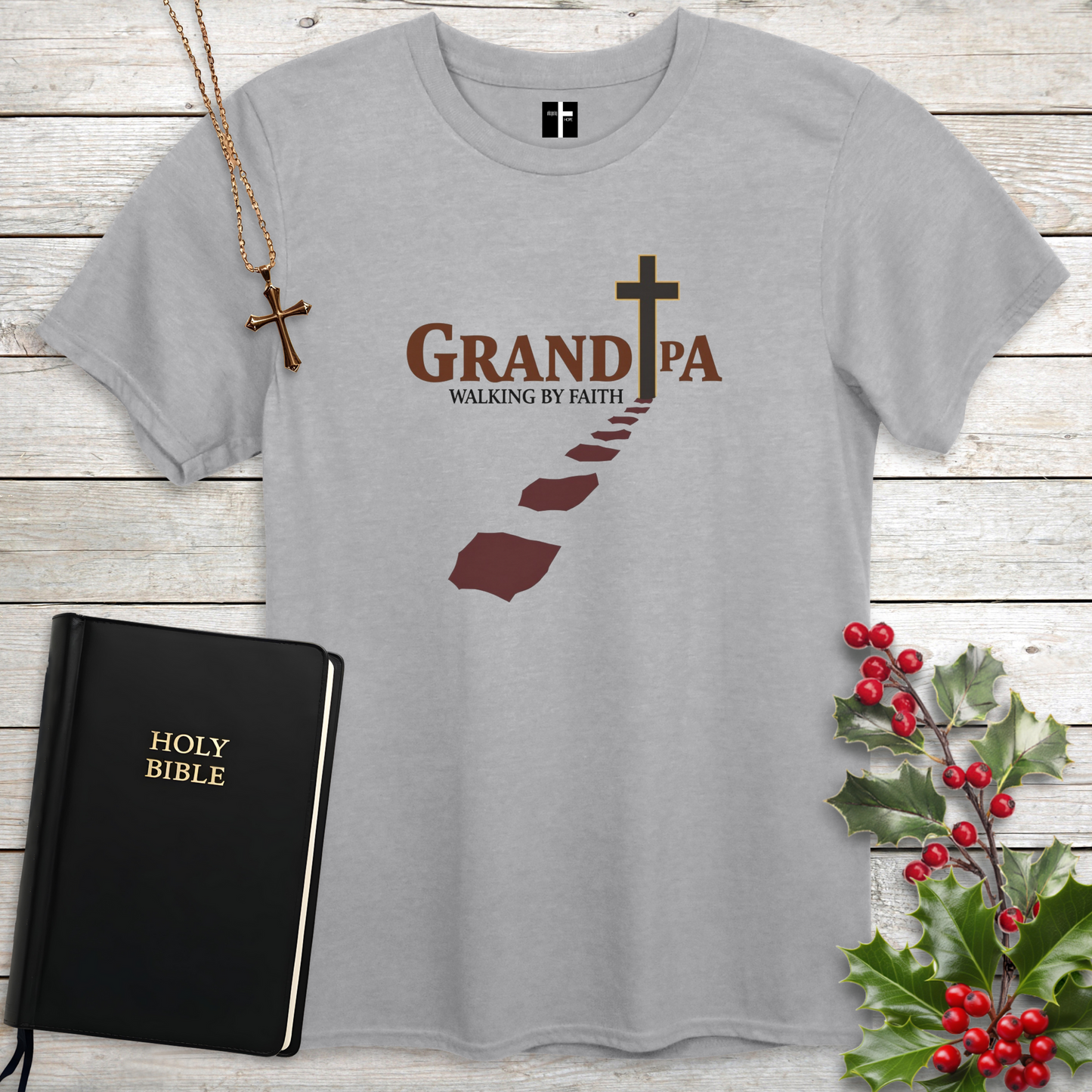 Grandpa: Walking by Faith Unisex Christian T-Shirt