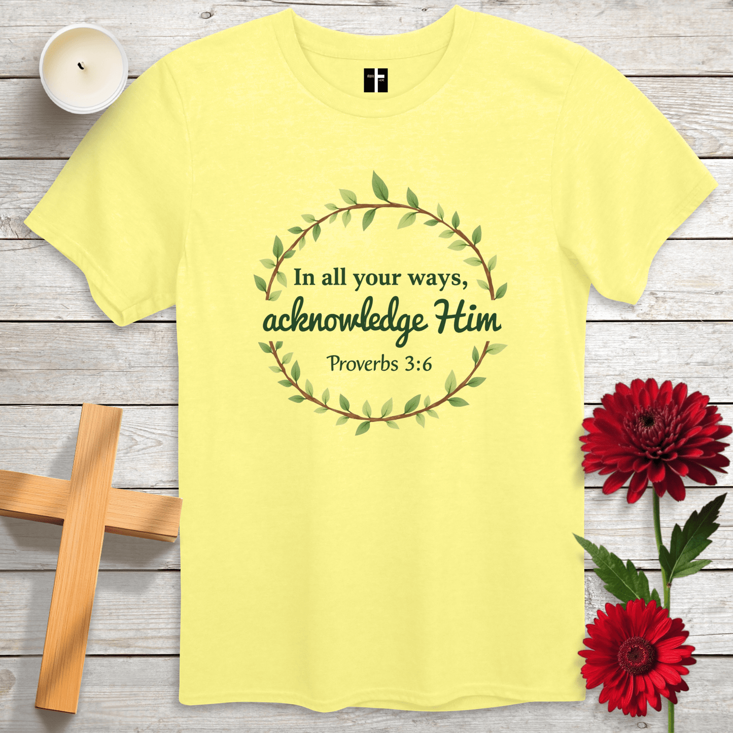 T-Shirt Cornsilk / S Acknowledge Him Unisex Christian T-Shirt