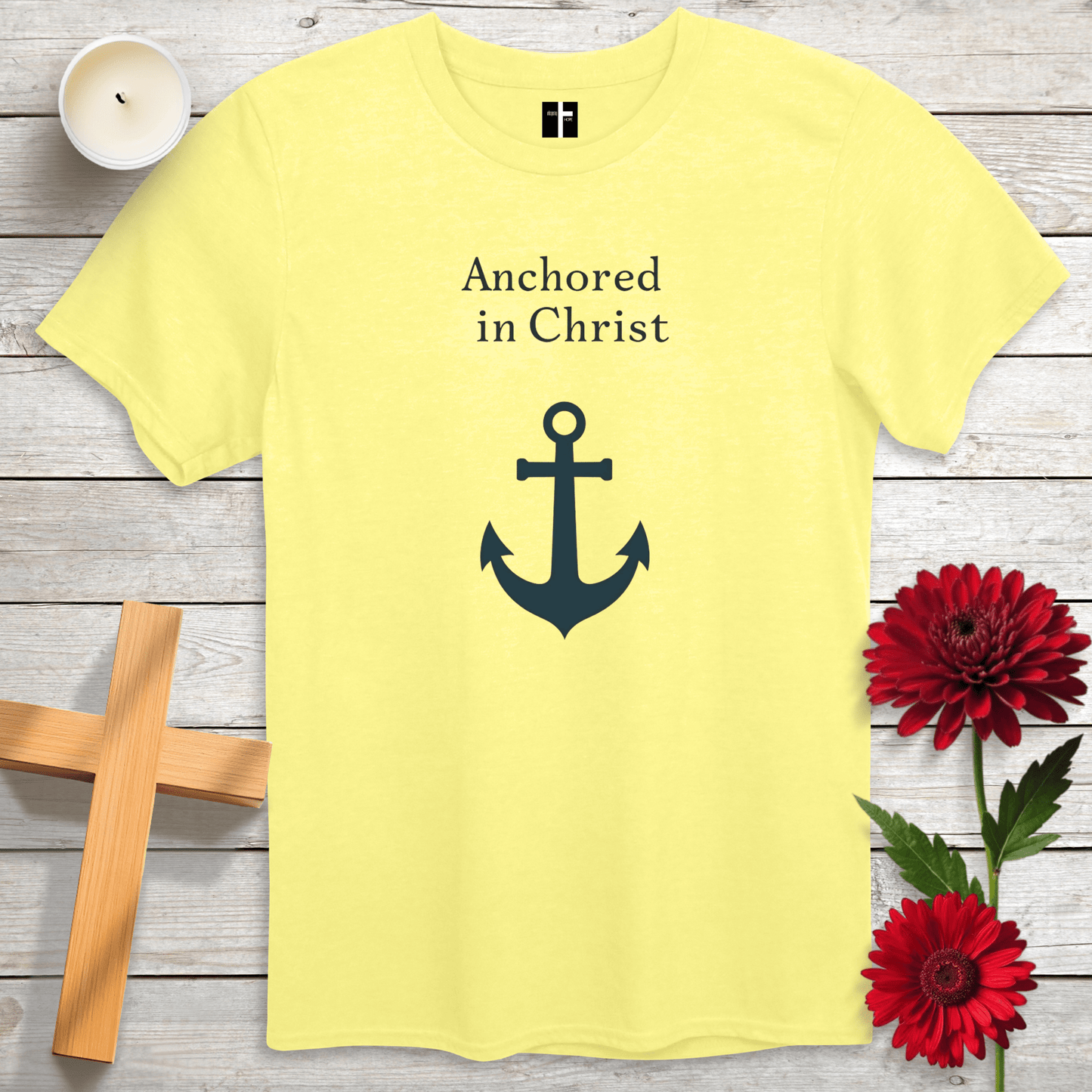 T-Shirt Cornsilk / S Anchored In Christ Unisex Christian T-Shirt