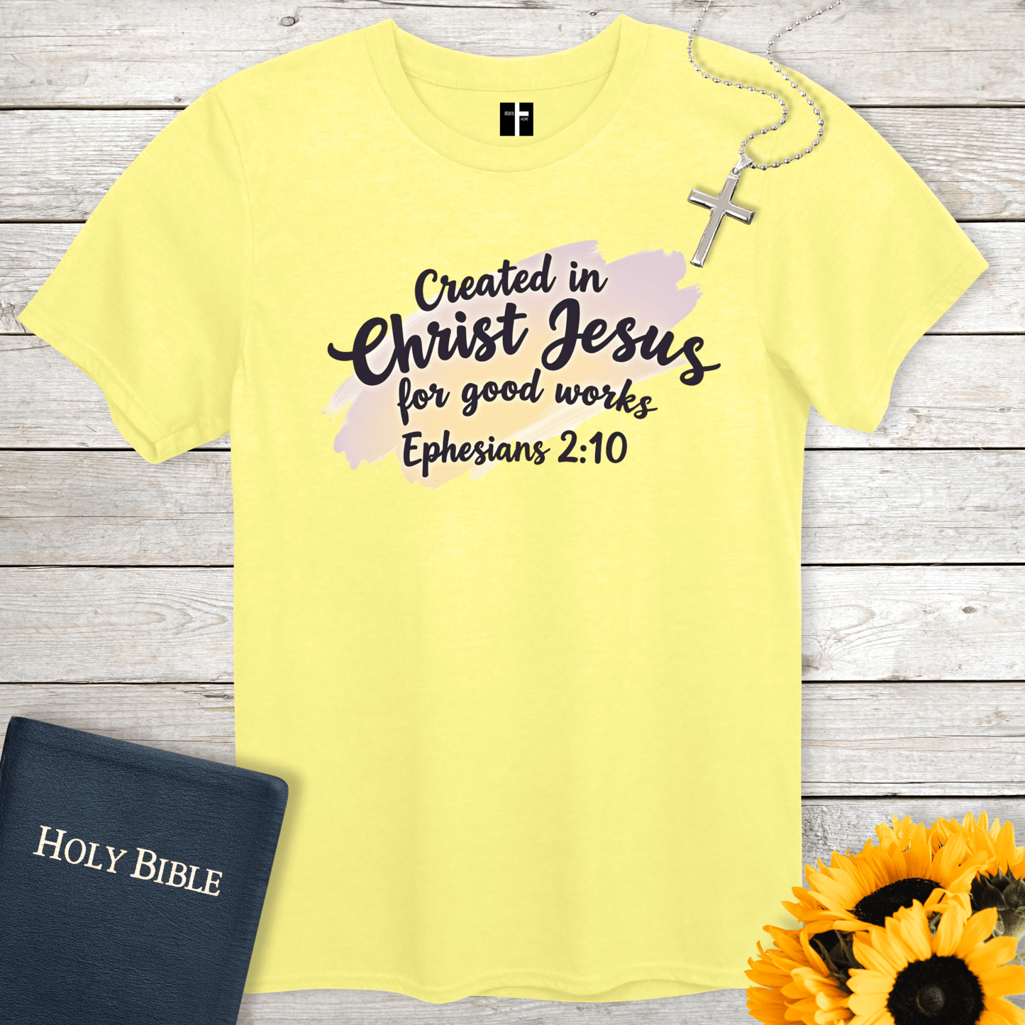 T-Shirt Cornsilk / S Created In Christ Jesus Unisex Christian T-Shirt