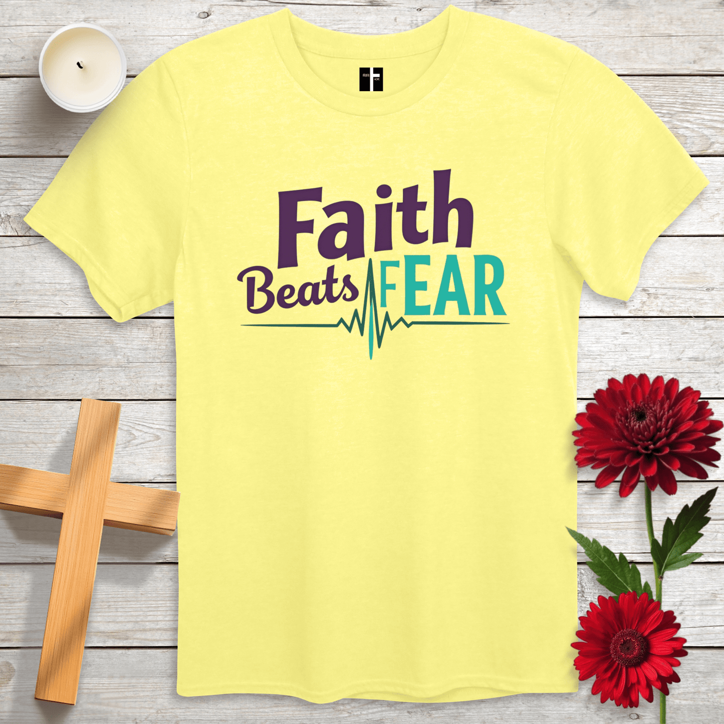 T-Shirt Cornsilk / S Faith Beats Fear Unisex Christian T-Shirt