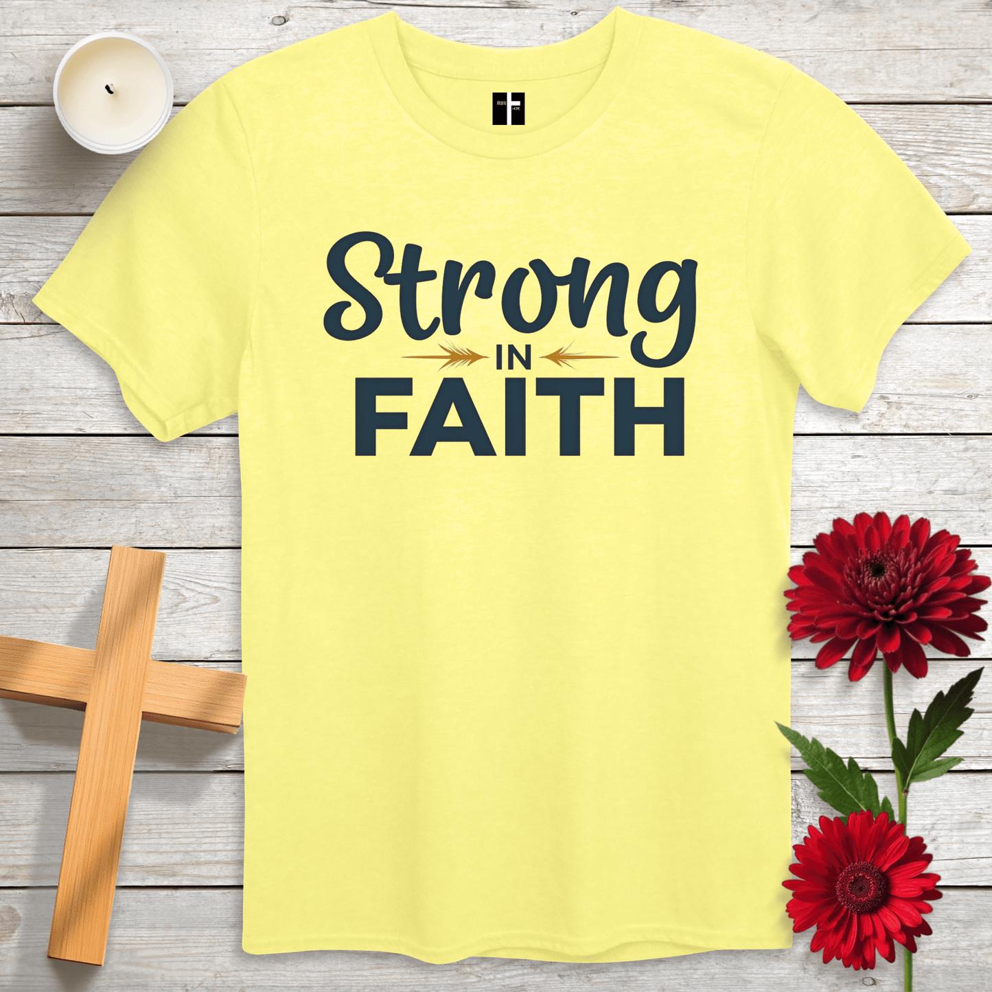 T-Shirt Cornsilk / S Strong in Faith Unisex Christian T-Shirt