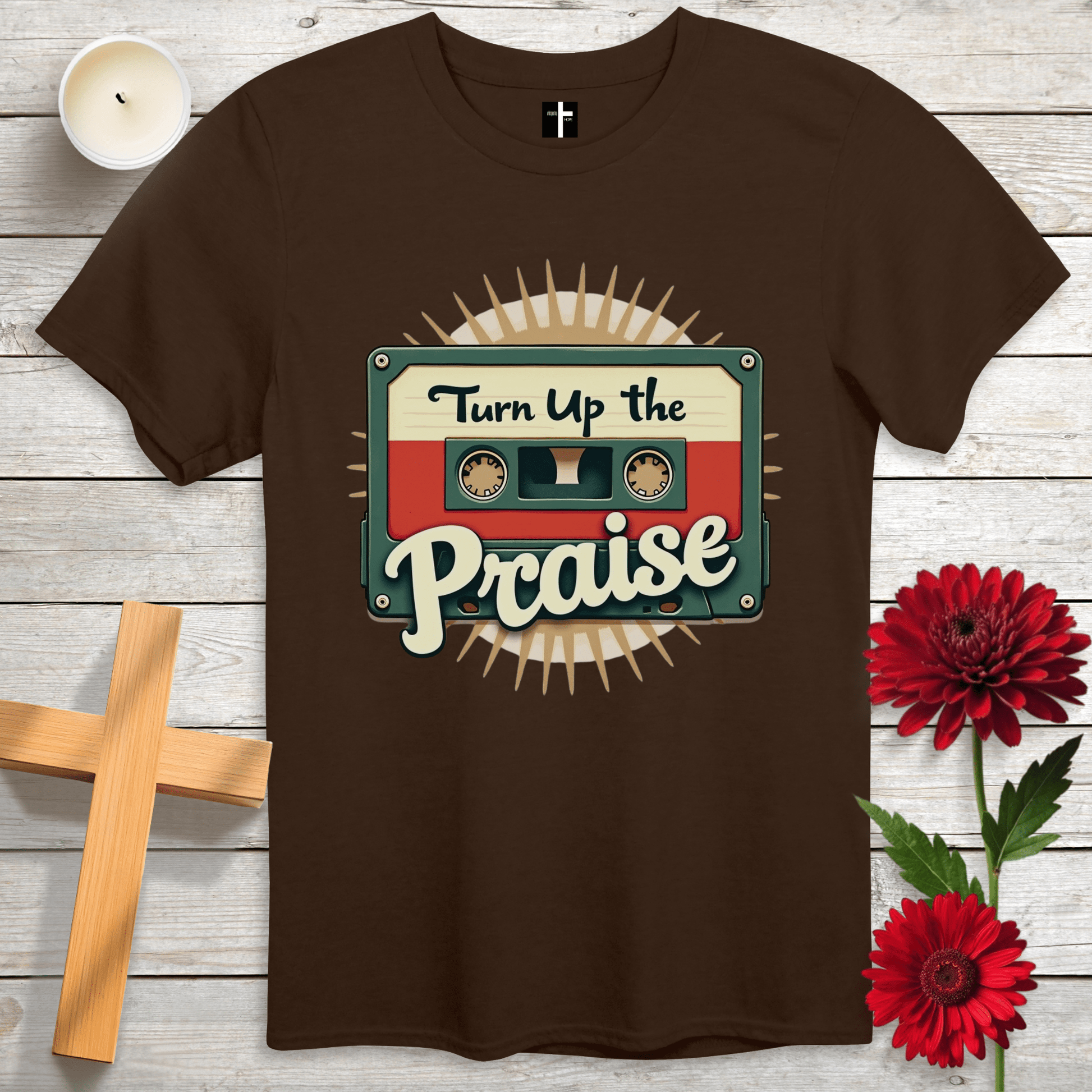 T-Shirt Dark Chocolate / S Turn Up The Praise Unisex Christian T-Shirt