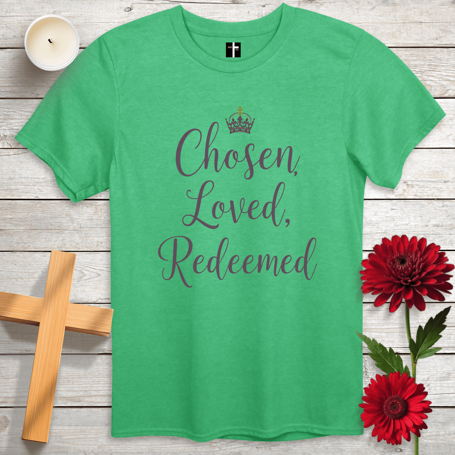 T-Shirt Heather Irish Green / S Chosen, Loved, Redeemed Unisex Christian T-Shirt