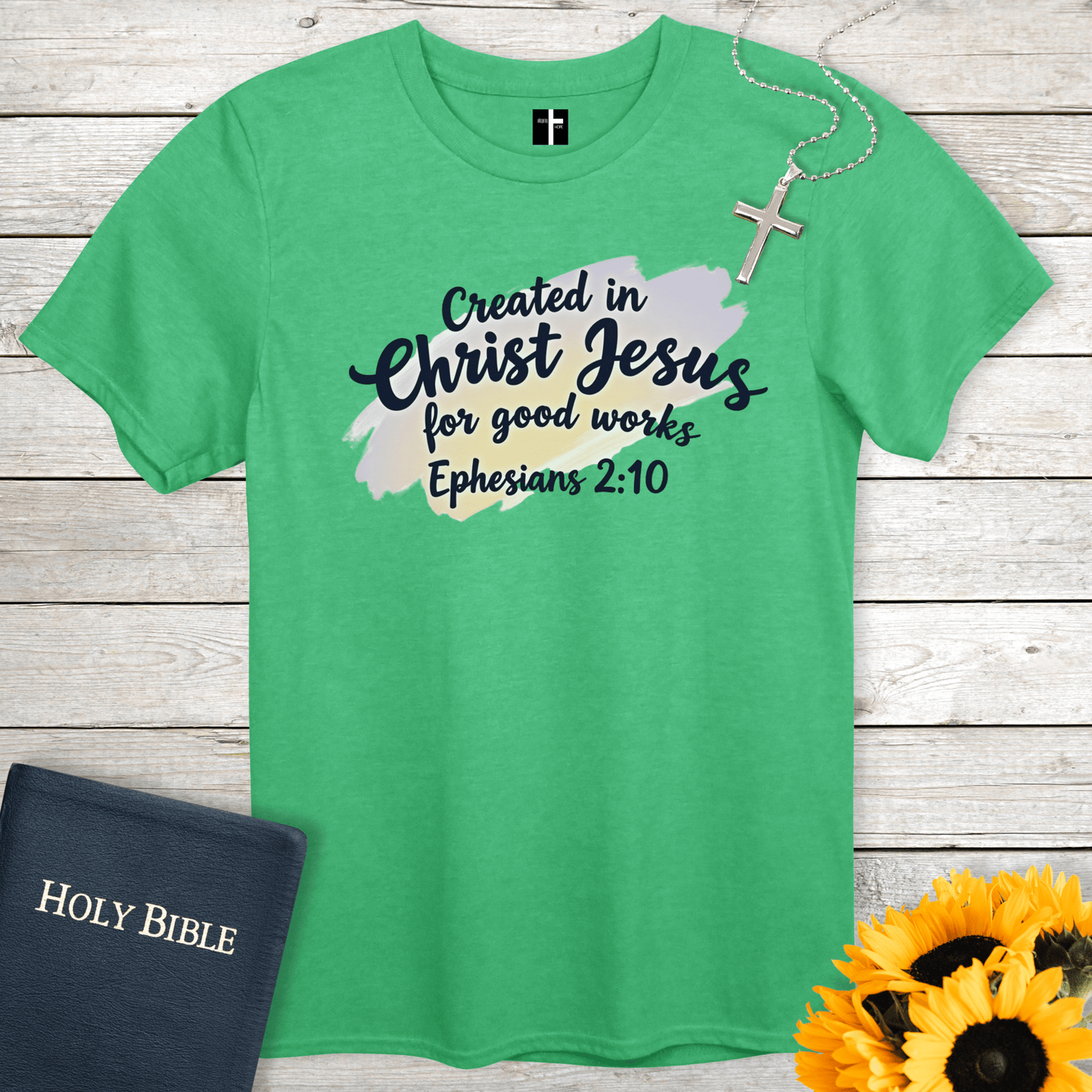 T-Shirt Heather Irish Green / S Created In Christ Jesus Unisex Christian T-Shirt