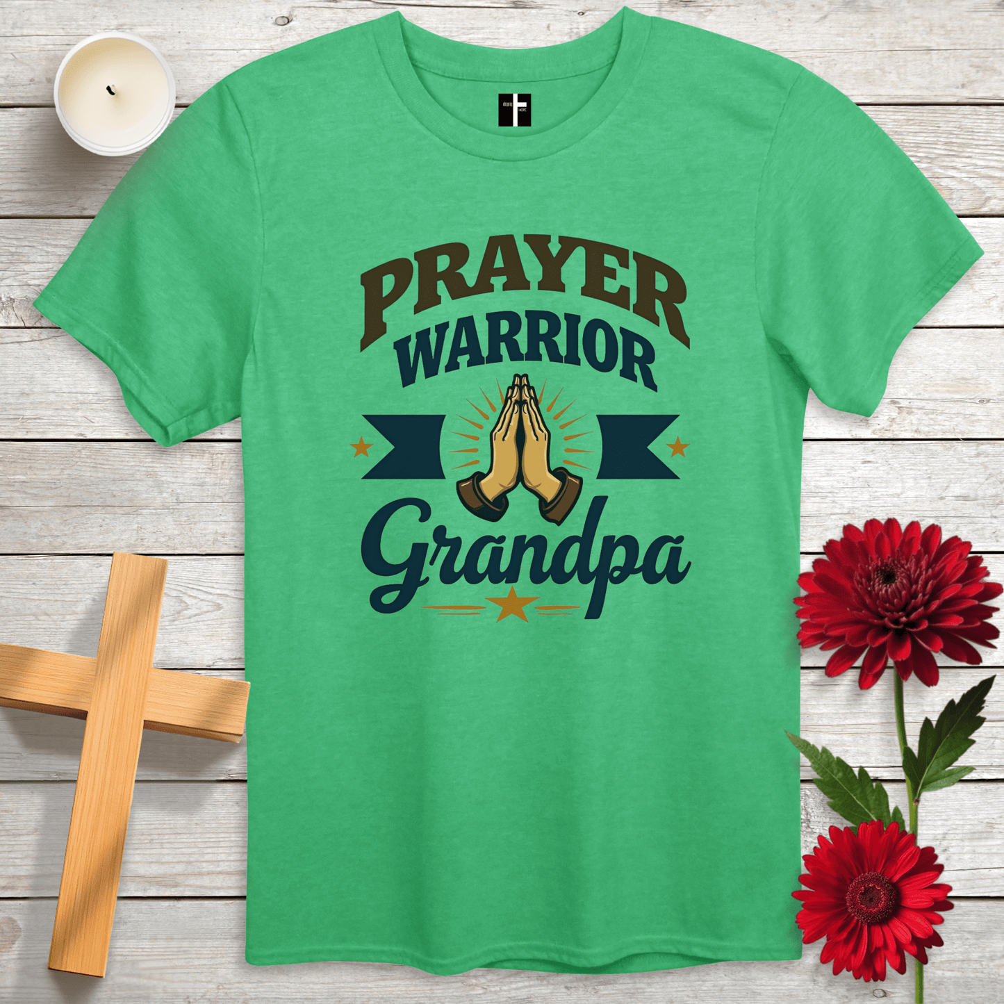 T-Shirt Heather Irish Green / S Prayer Warrior Grandpa Unisex Christian T-Shirt