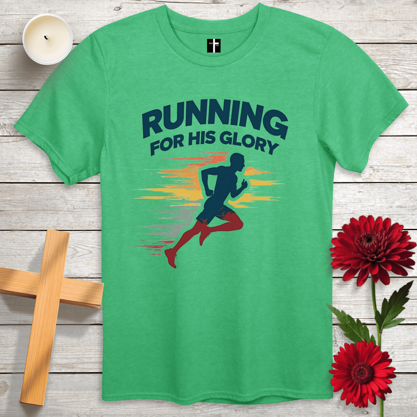 T-Shirt Heather Irish Green / S Running For His Glory Unisex Christian T-Shirt