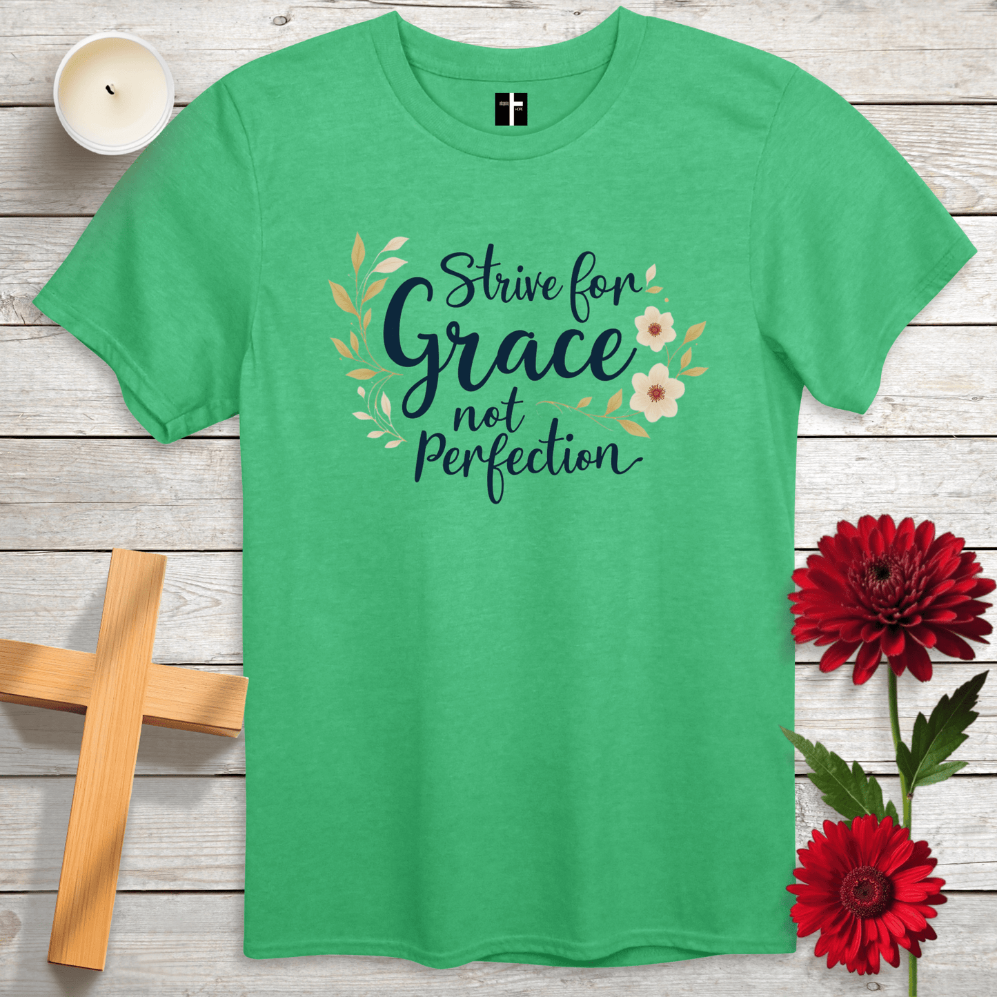 T-Shirt Heather Irish Green / S Strive For Grace Unisex Christian T-Shirt