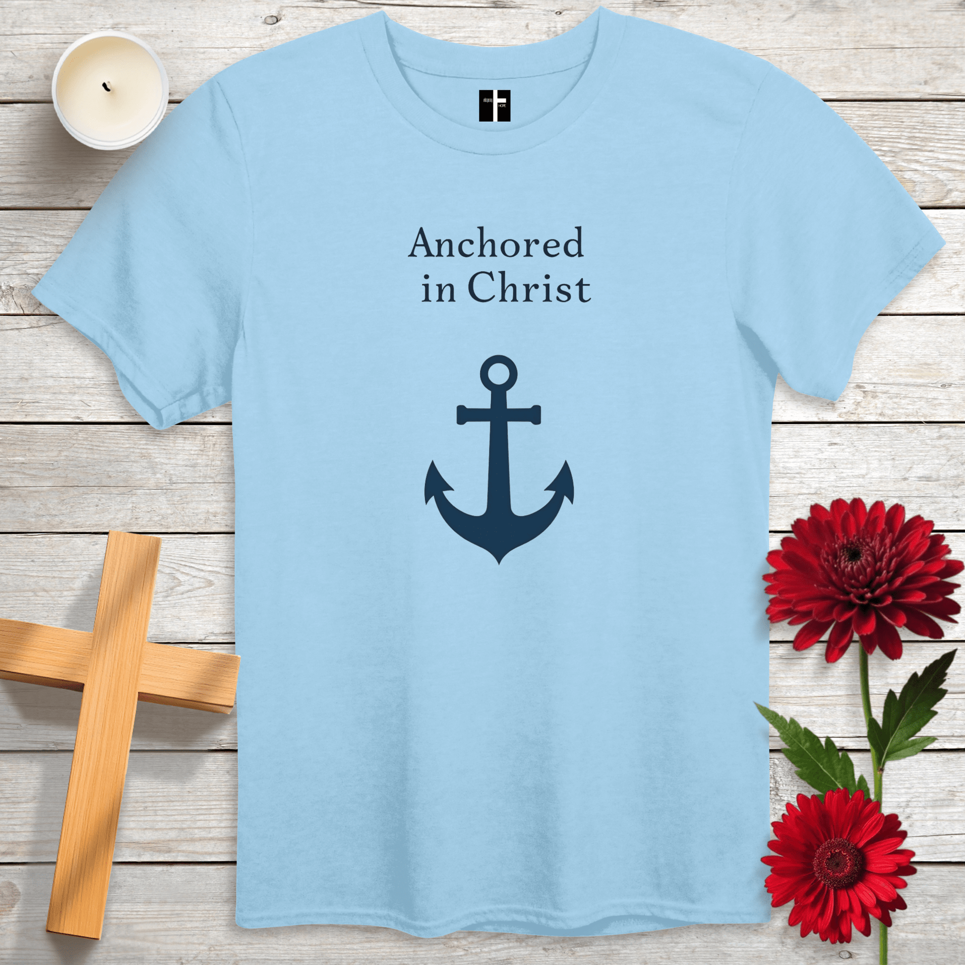 T-Shirt Light Blue / S Anchored In Christ Unisex Christian T-Shirt