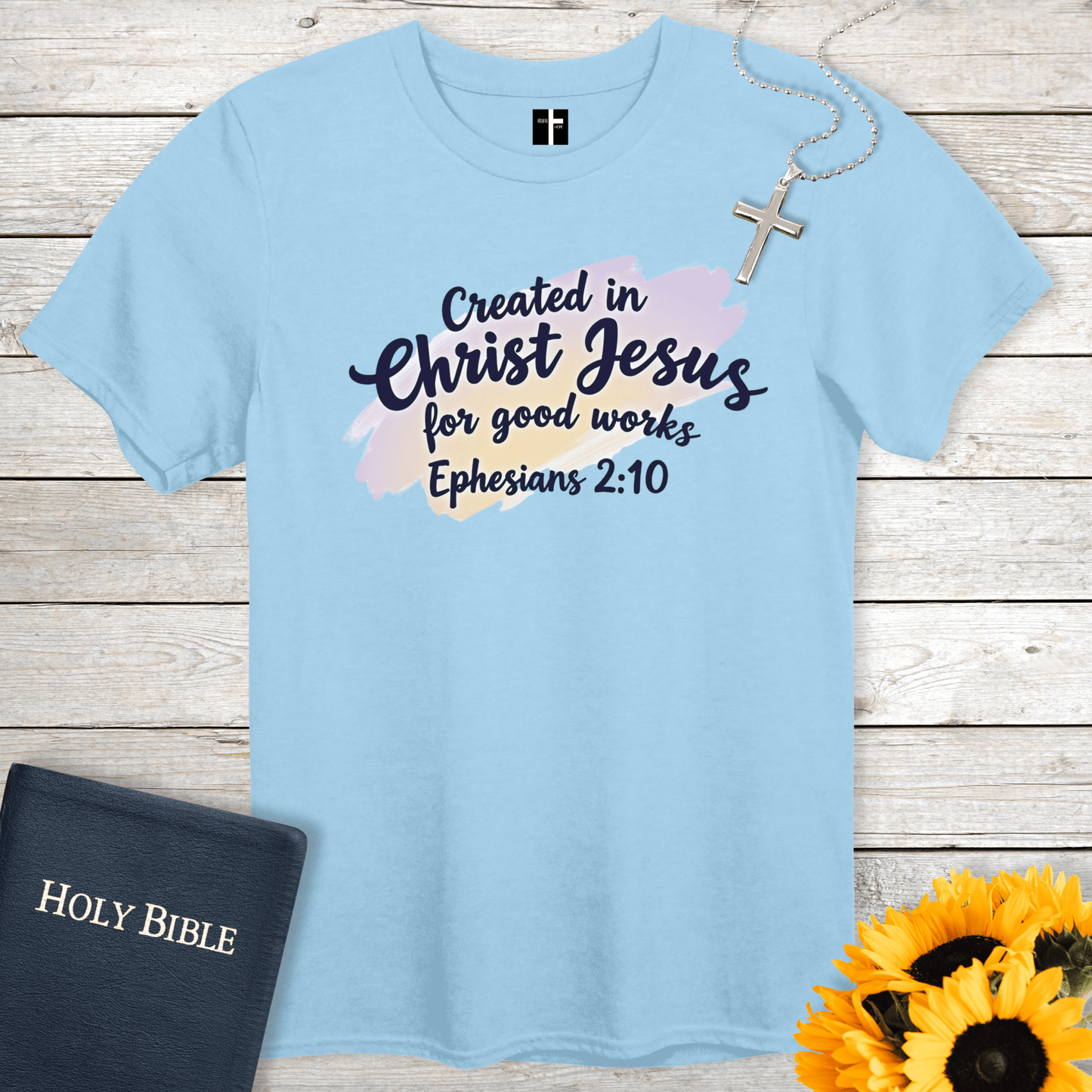 T-Shirt Light Blue / S Created In Christ Jesus Unisex Christian T-Shirt