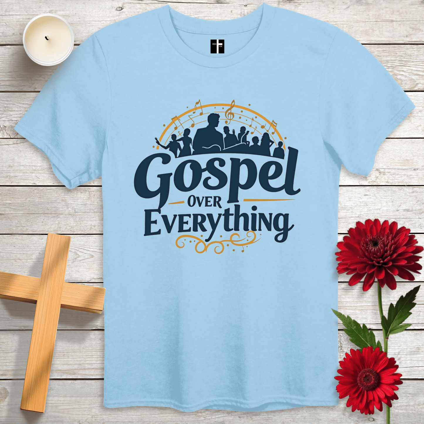 T-Shirt Light Blue / S Gospel Over Everything Unisex Christian T-Shirt