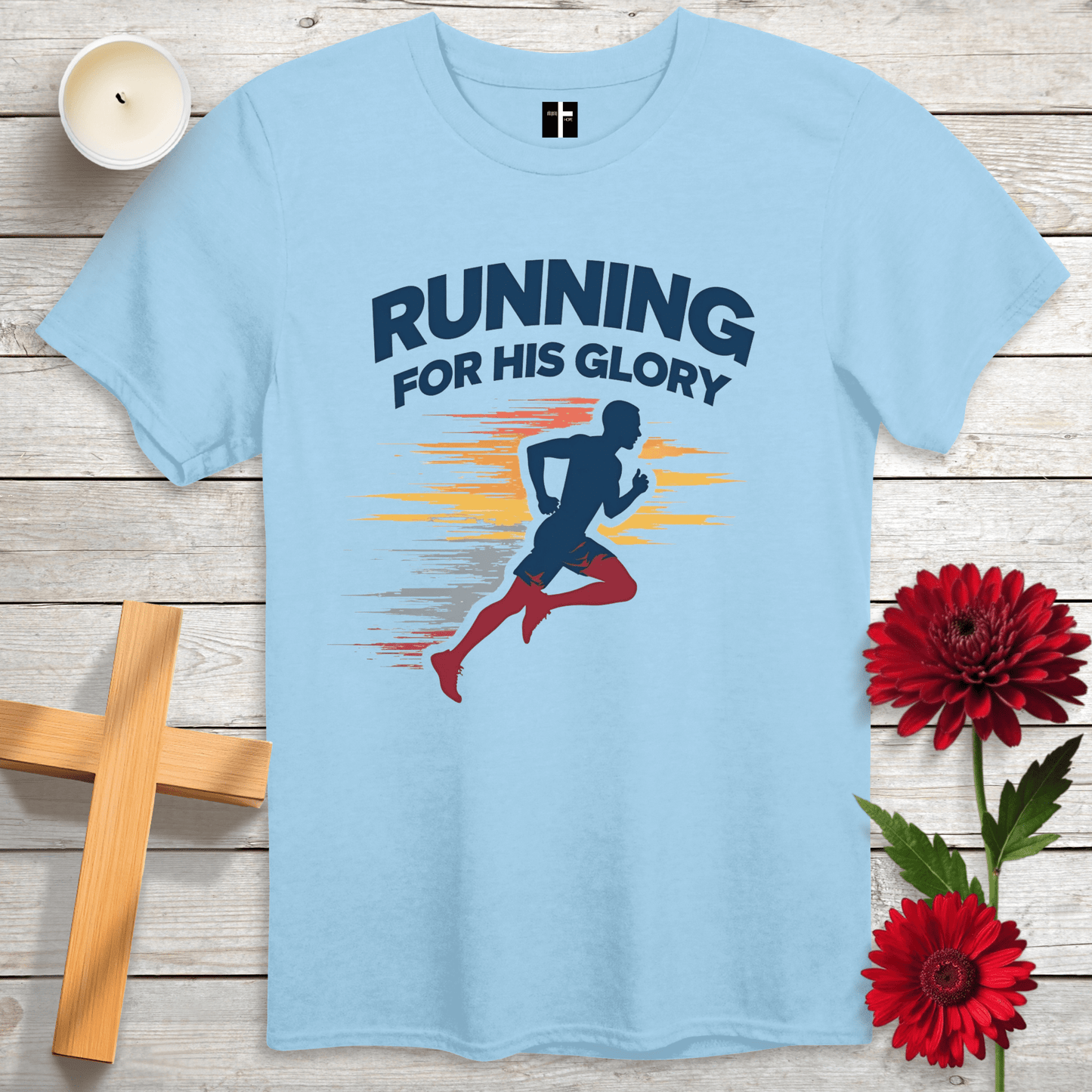 T-Shirt Light Blue / S Running For His Glory Unisex Christian T-Shirt