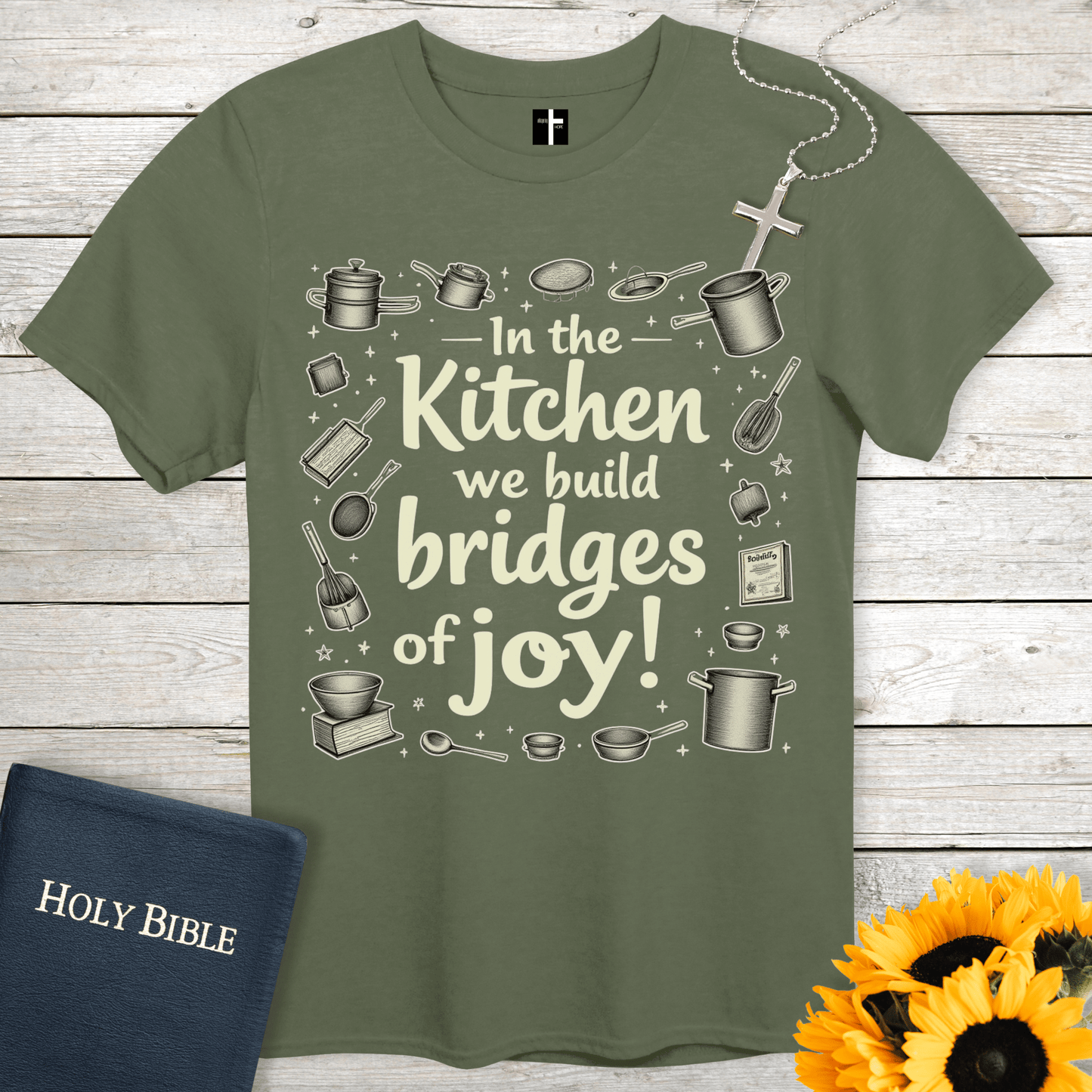 T-Shirt Military Green / S Bridges of Joy Unisex Christian T-Shirt