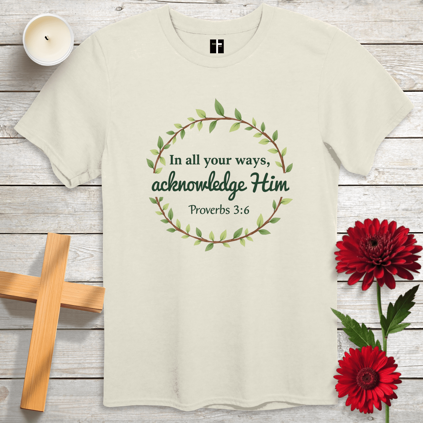 T-Shirt Natural / S Acknowledge Him Unisex Christian T-Shirt