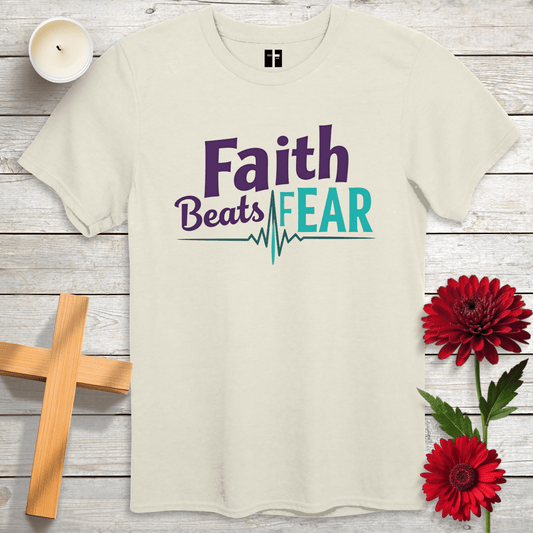 T-Shirt Natural / S Faith Beats Fear Unisex Christian T-Shirt