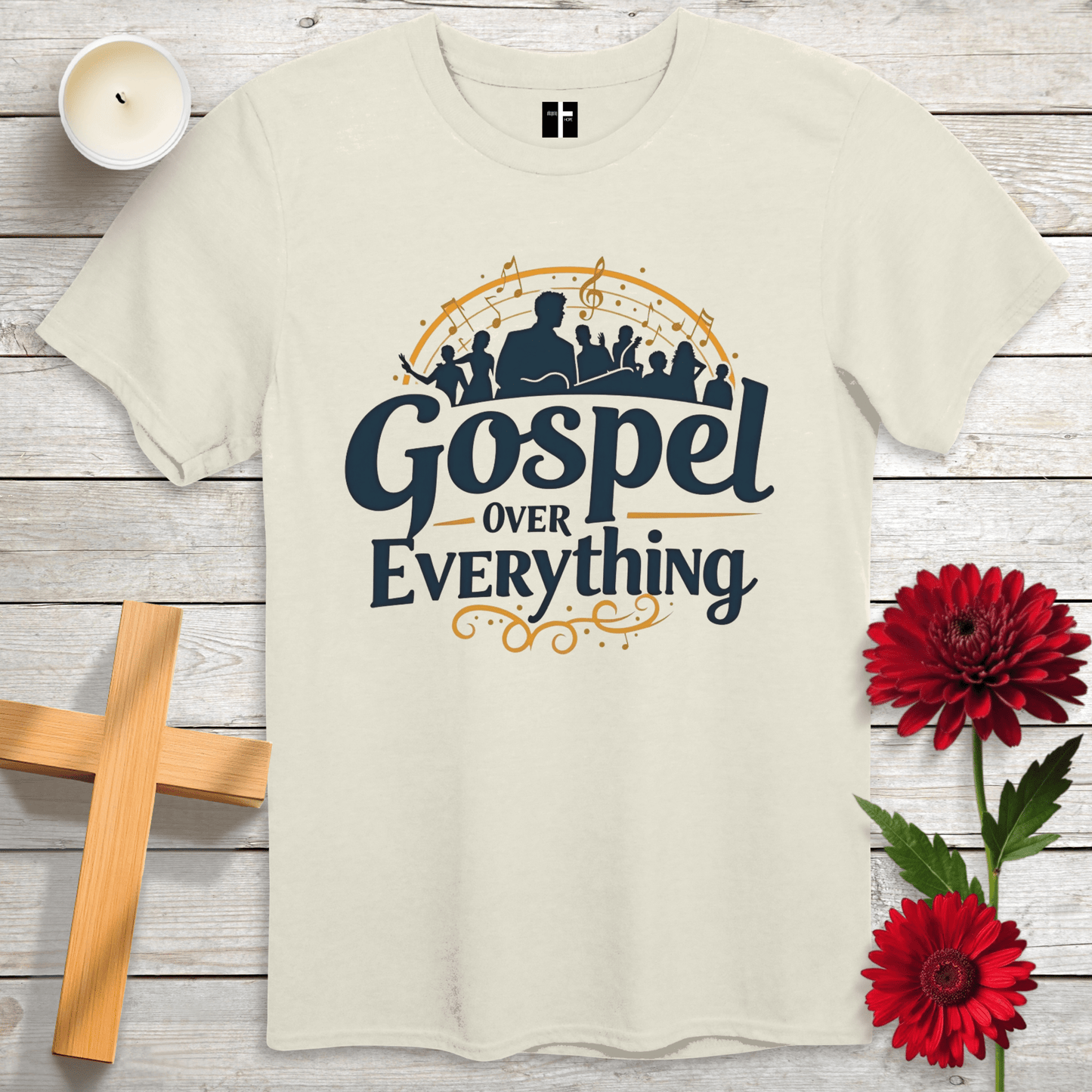 T-Shirt Natural / S Gospel Over Everything Unisex Christian T-Shirt