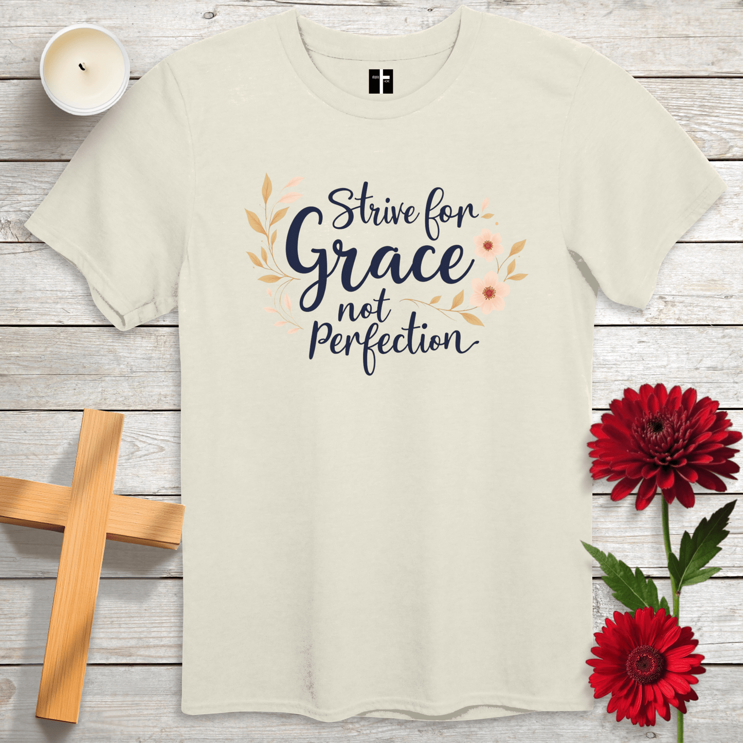 T-Shirt Natural / S Strive For Grace Unisex Christian T-Shirt