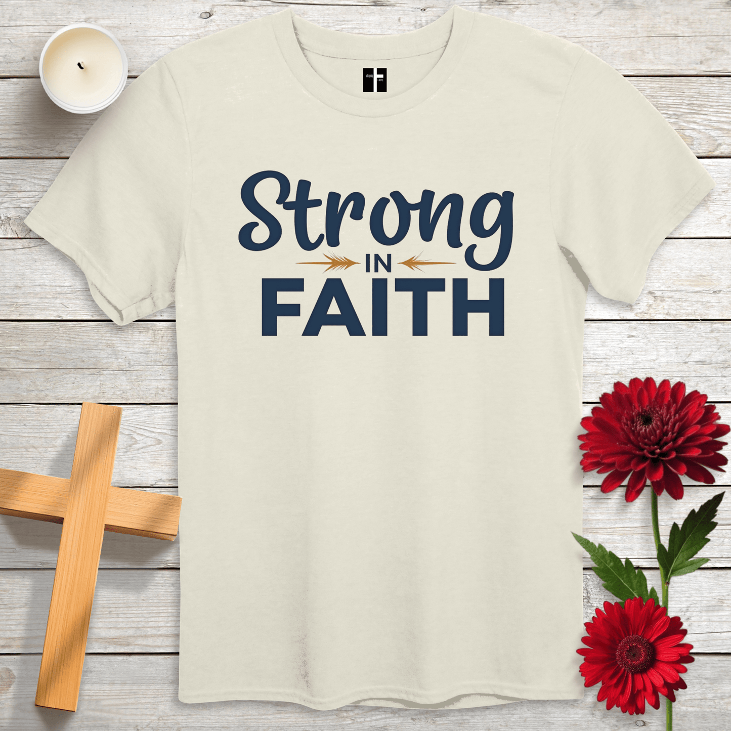 T-Shirt Natural / S Strong in Faith Unisex Christian T-Shirt