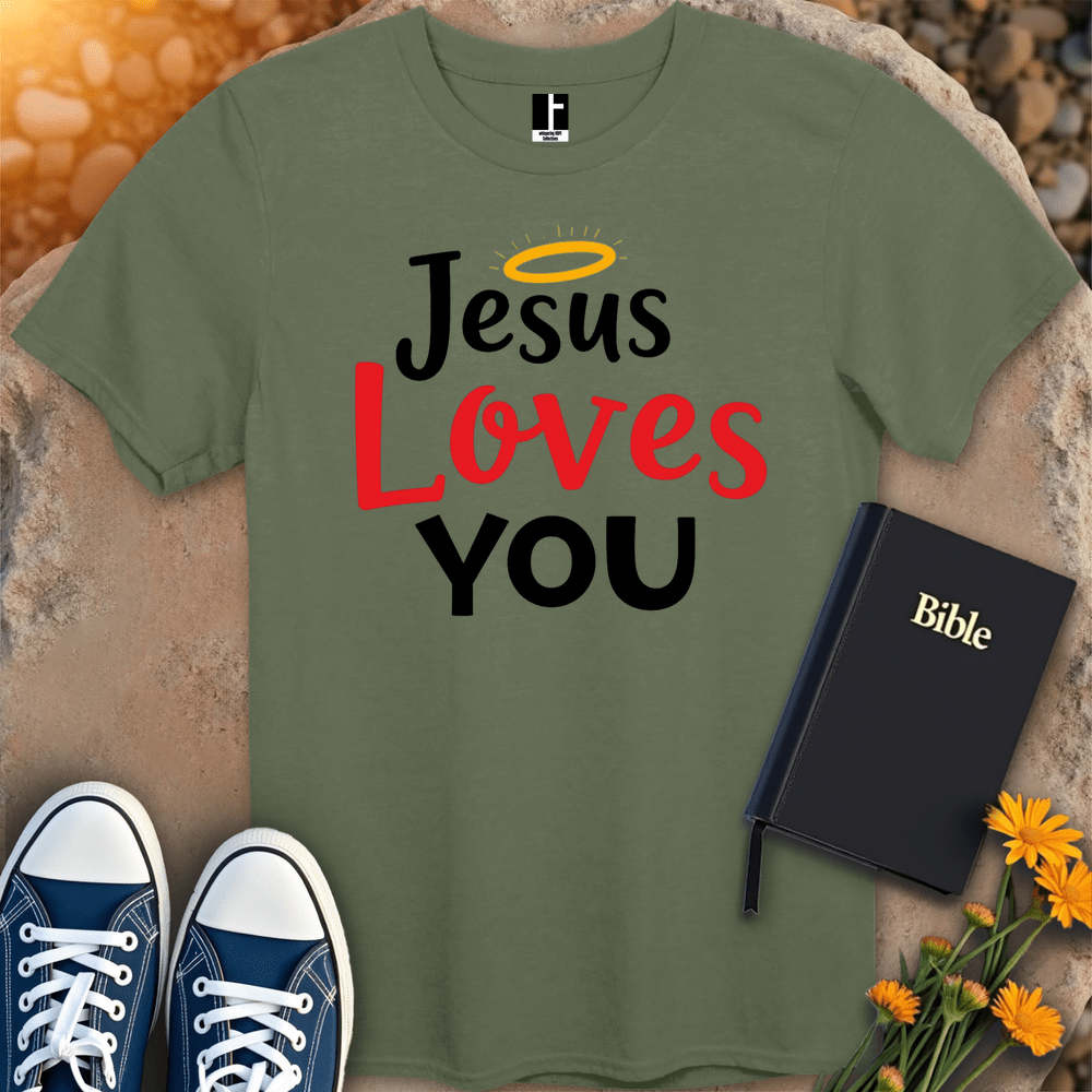 T-Shirt S / Military Green JesusLovesYou T-Shirt