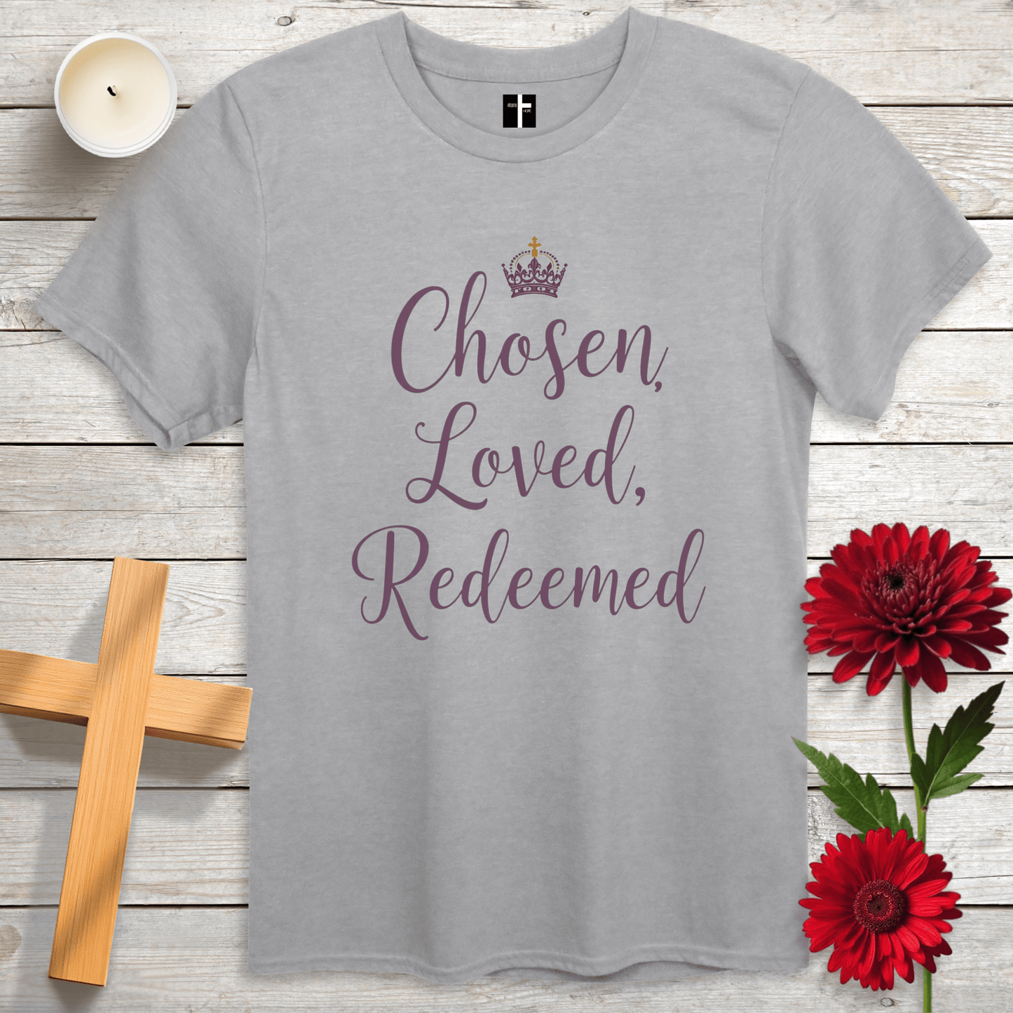 T-Shirt Sport Grey / S Chosen, Loved, Redeemed Unisex Christian T-Shirt