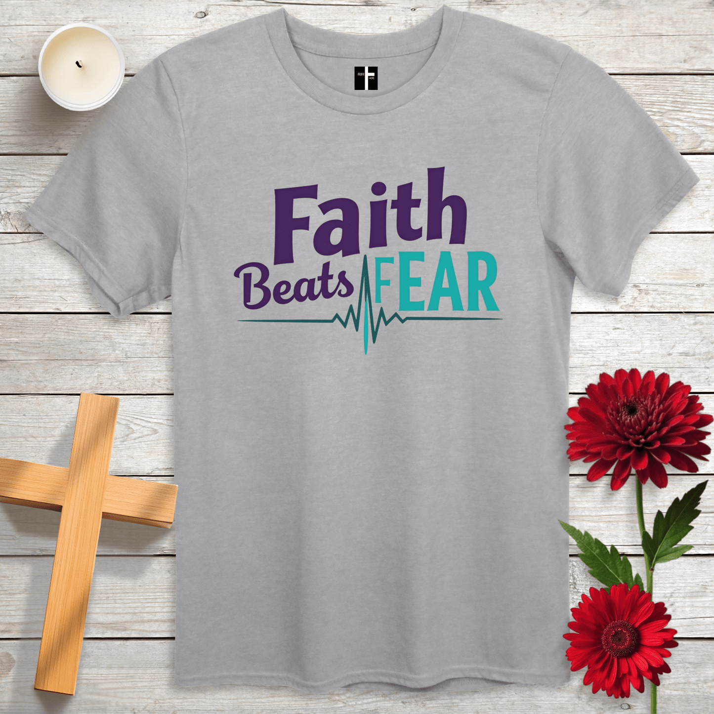 T-Shirt Sport Grey / S Faith Beats Fear Unisex Christian T-Shirt