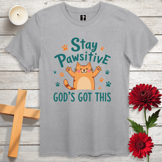 T-Shirt Sport Grey / S Stay Pawsitive Unisex Christian T-Shirt