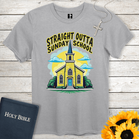 T-Shirt Sport Grey / S Straight Outta Sunday School Unisex Christian T-Shirt