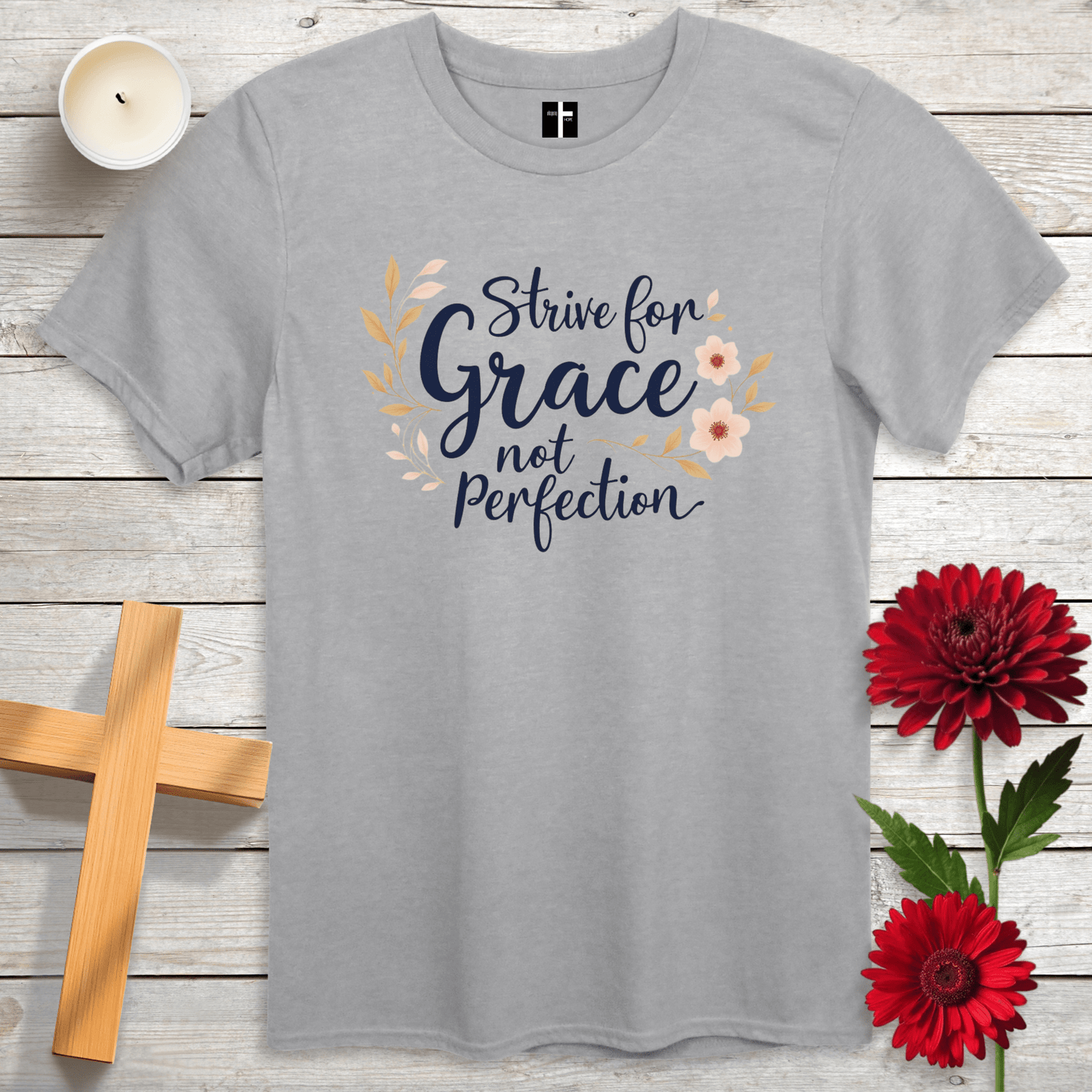 T-Shirt Sport Grey / S Strive For Grace Unisex Christian T-Shirt