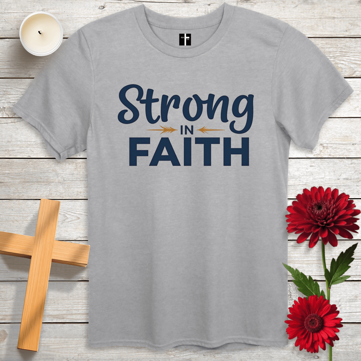 T-Shirt Sport Grey / S Strong in Faith Unisex Christian T-Shirt