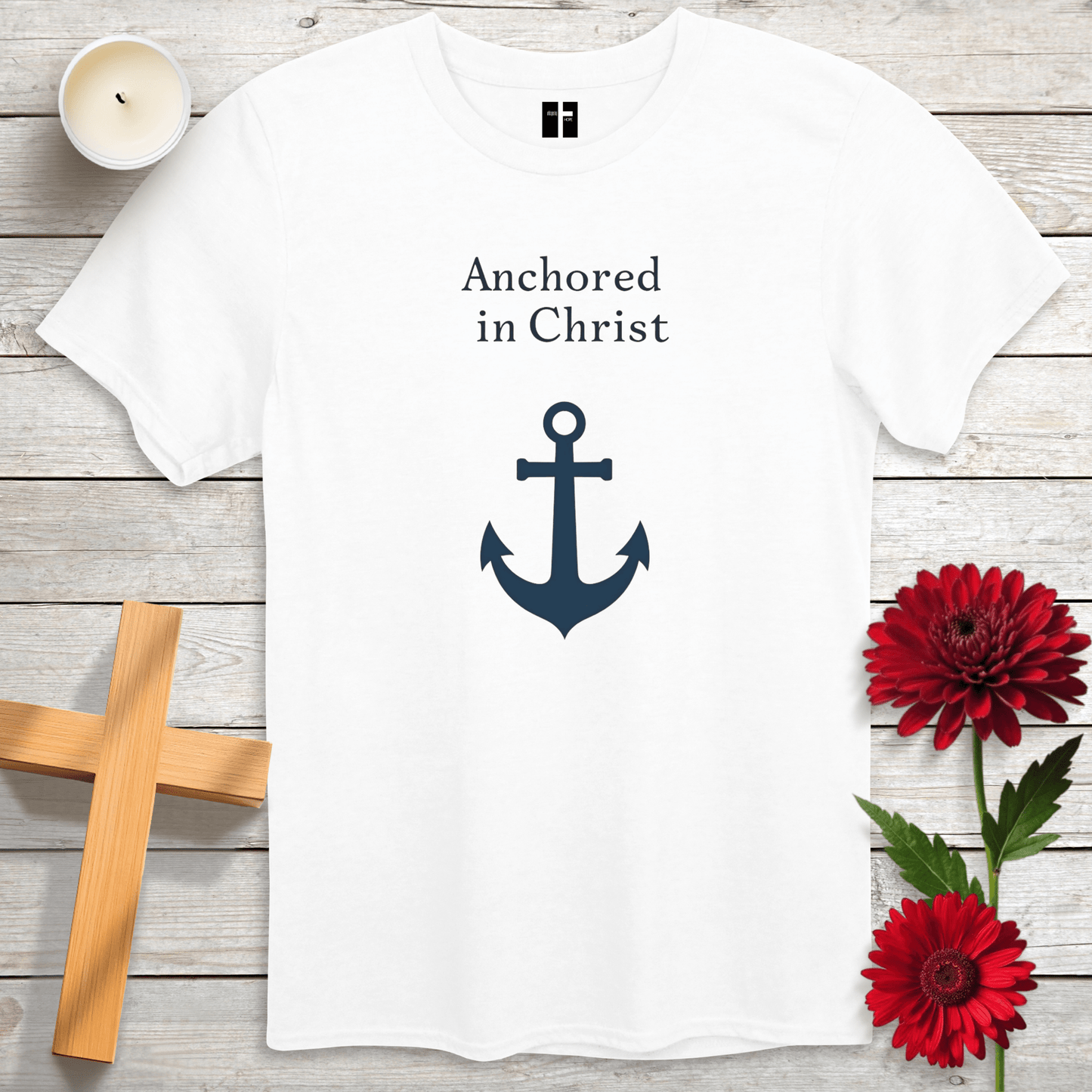 T-Shirt White / S Anchored In Christ Unisex Christian T-Shirt