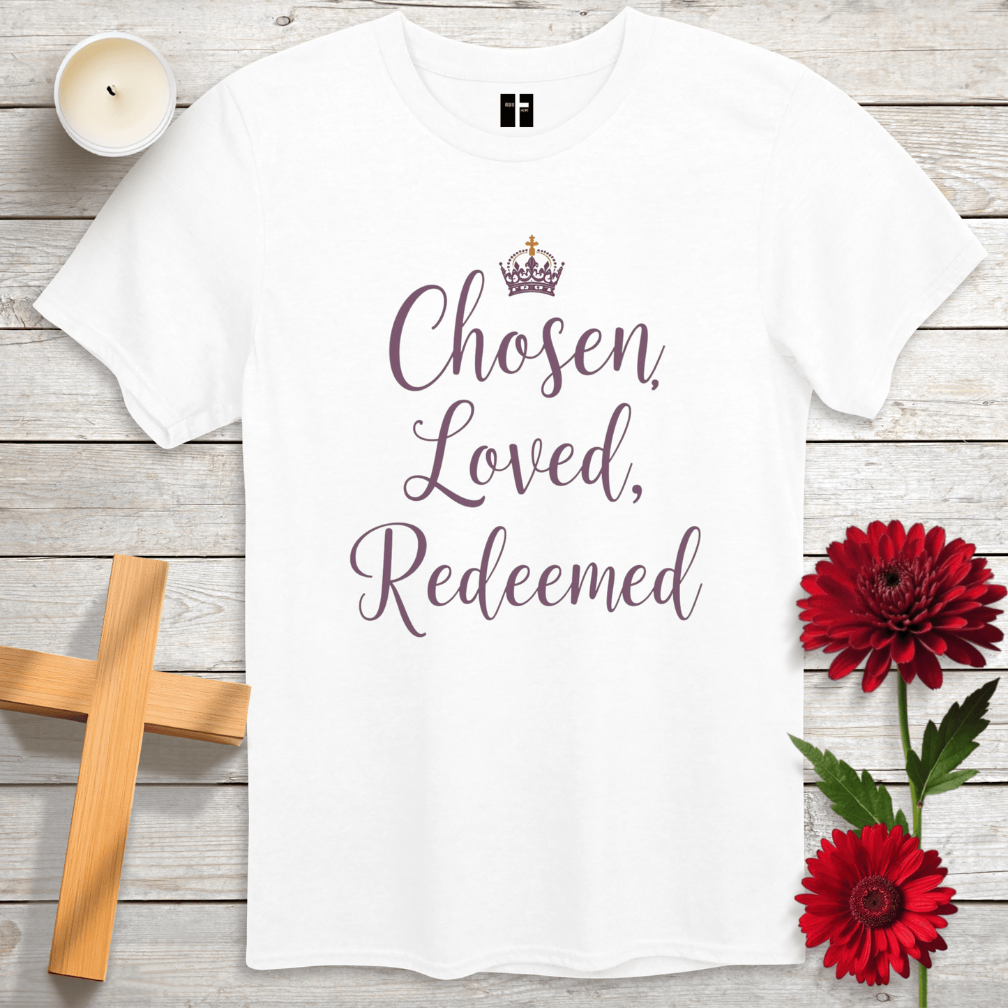 T-Shirt White / S Chosen, Loved, Redeemed Unisex Christian T-Shirt