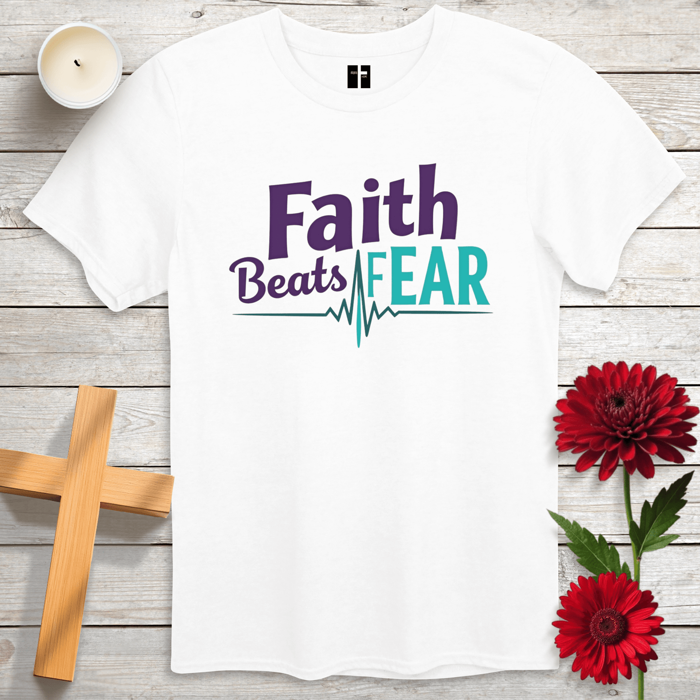 T-Shirt White / S Faith Beats Fear Unisex Christian T-Shirt