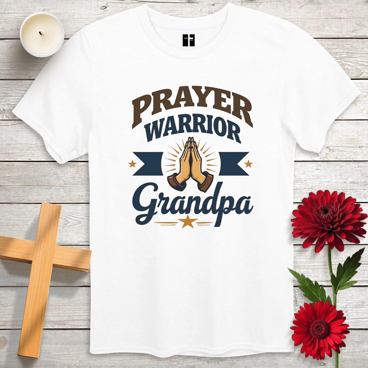 T-Shirt White / S Prayer Warrior Grandpa Unisex Christian T-Shirt