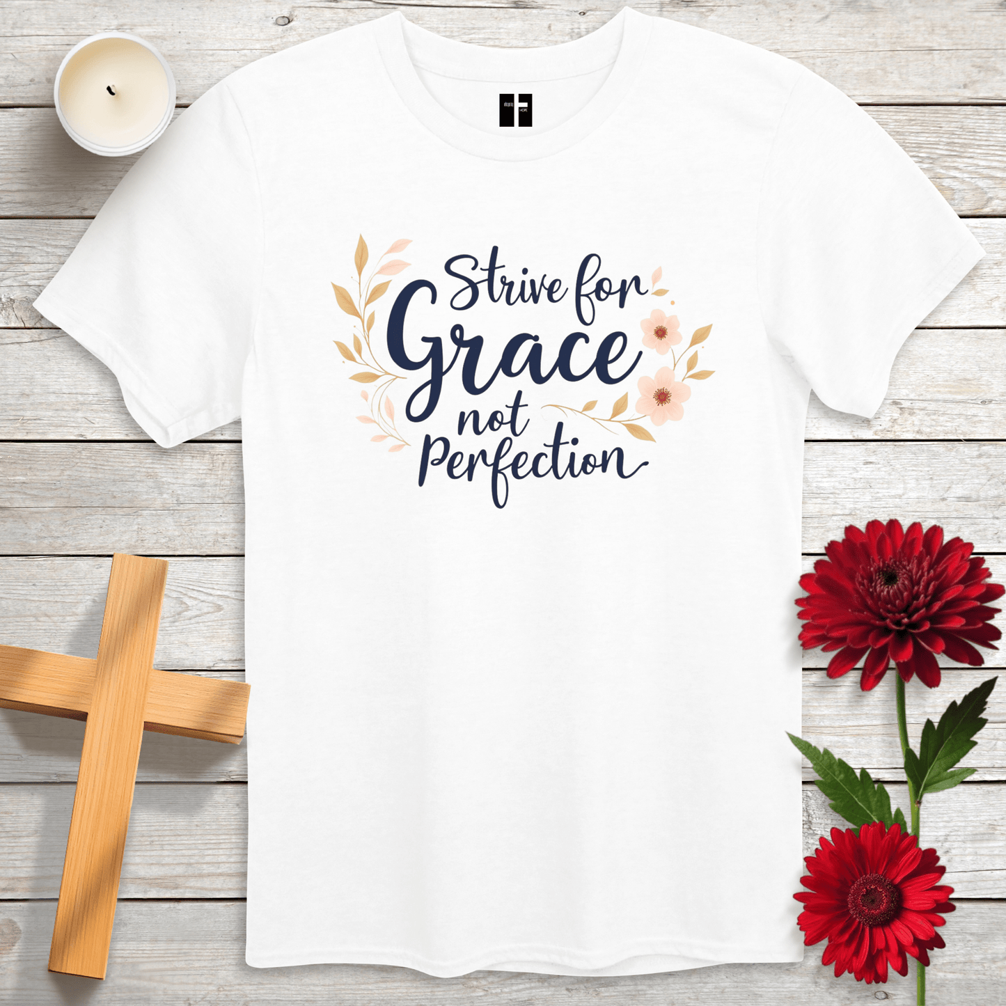 T-Shirt White / S Strive For Grace Unisex Christian T-Shirt