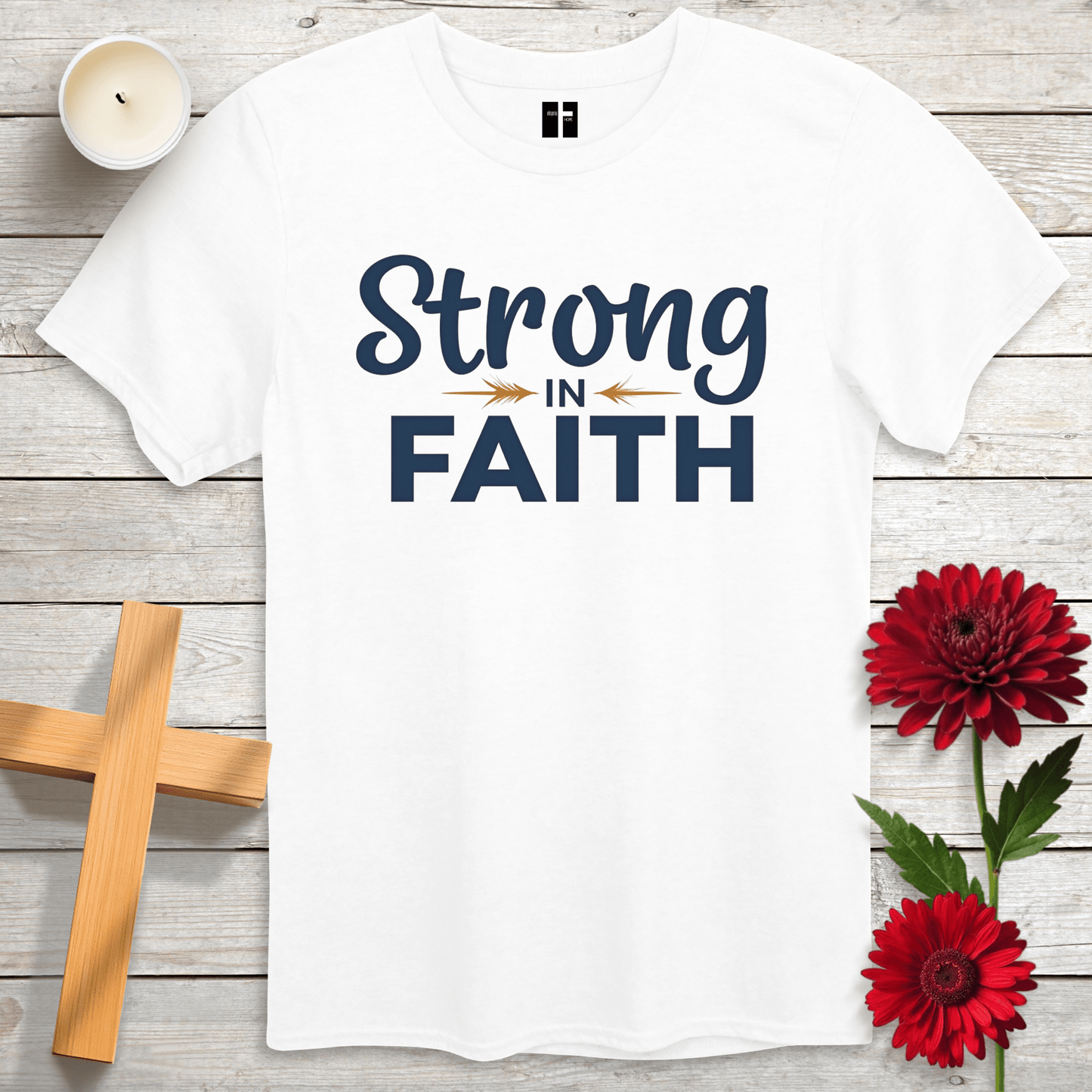 T-Shirt White / S Strong in Faith Unisex Christian T-Shirt